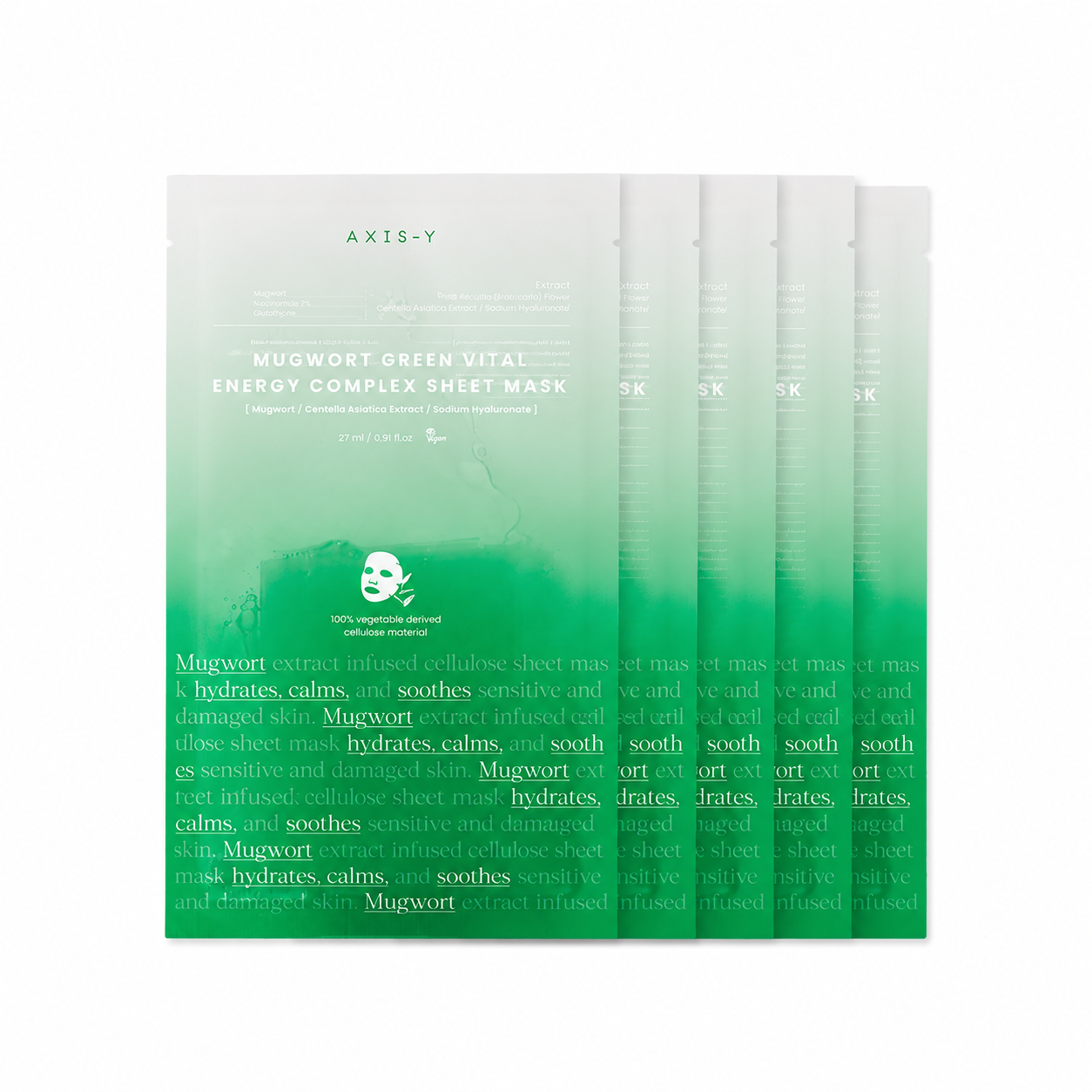 AXIS-Y - Mugwort Green Vital Energy Complex Hydrating and Soothing Sheet Mask 27ml x 5