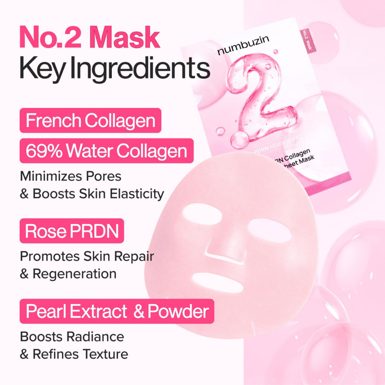 NUMBUZIN - No.2 Rose PDRN Plumping Sheet Mask 5ea