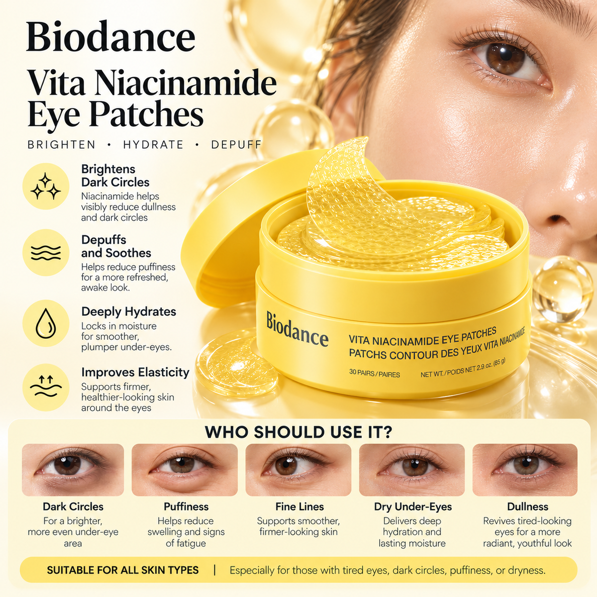 Biodance Vita Niacinamide Eye Patches (30 Pairs)