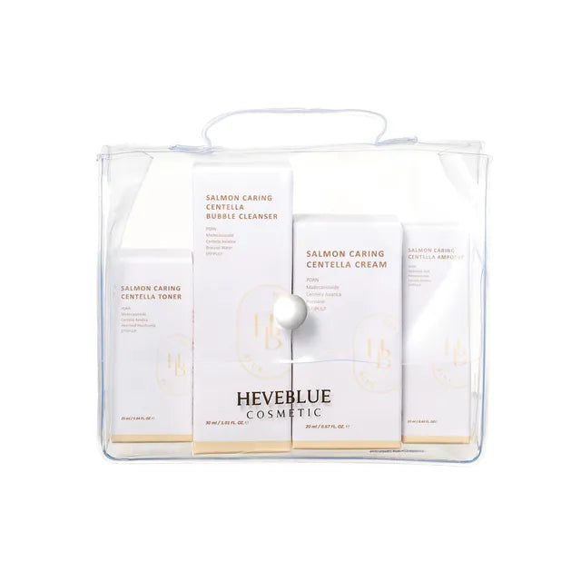 HEVEBLUE Salmon Caring Centella Special Travel Kit Bag 4pcs Kit