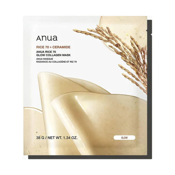 ANUA - Rice 70 Glow Collagen Mask 38g x 4 Mask