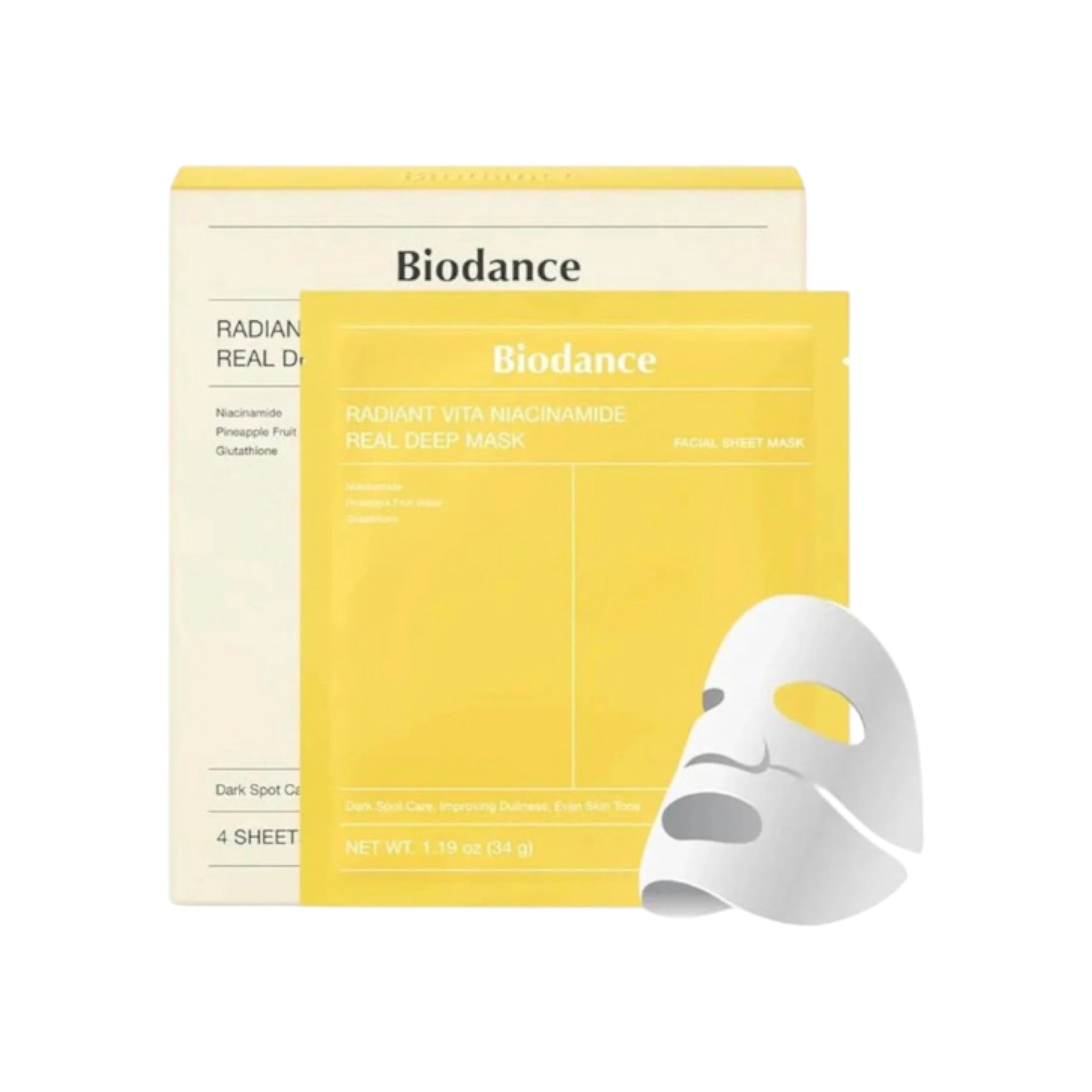 BIODANCE - Radiant Vita Niacinamide Real Deep Mask 34g x 4 Mask / Box