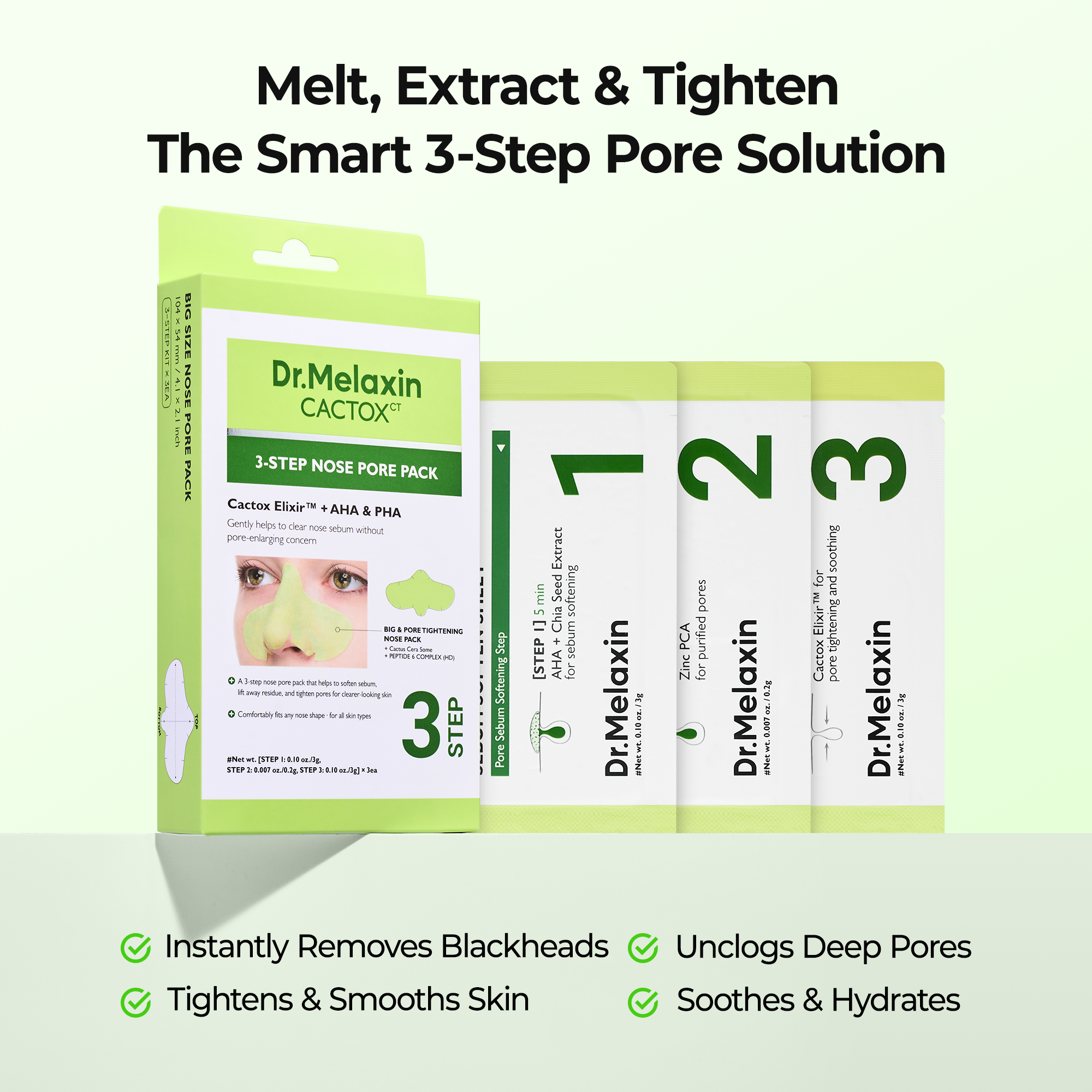 DR MELAXIN - Cactox 3-Step Nose Pore Pack 3gX3ea