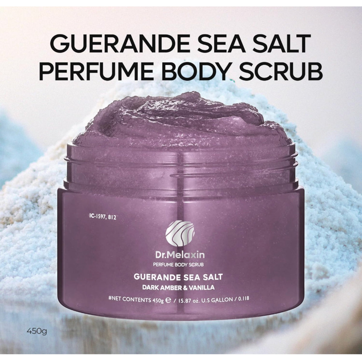 DR MELAXIN - Guerande Sea Salt Perfume Body Scrub Dark Amber & Vanilla 450g – image 2