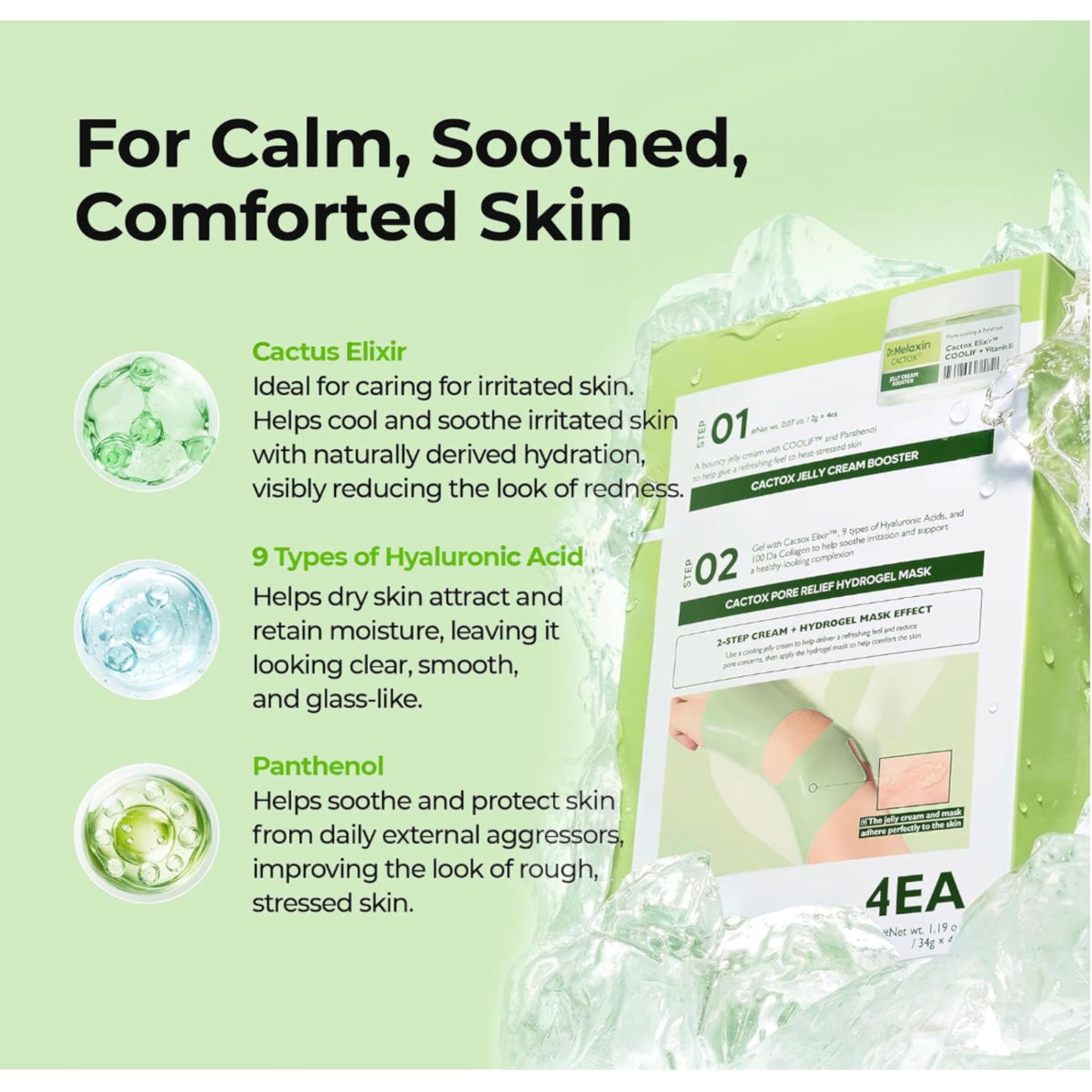 DR MELAXIN - Cactox Pore Relief Jelly Cream Hydrogel Mask 34gX4ea – image 3