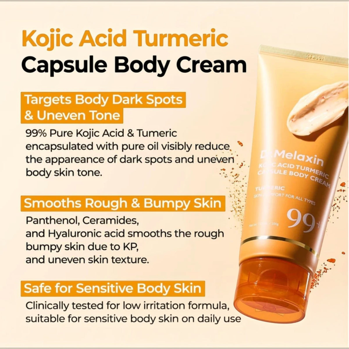 DR MELAXIN - Kojic Acid Turmeric Capsule Body Cream 200g – image 2