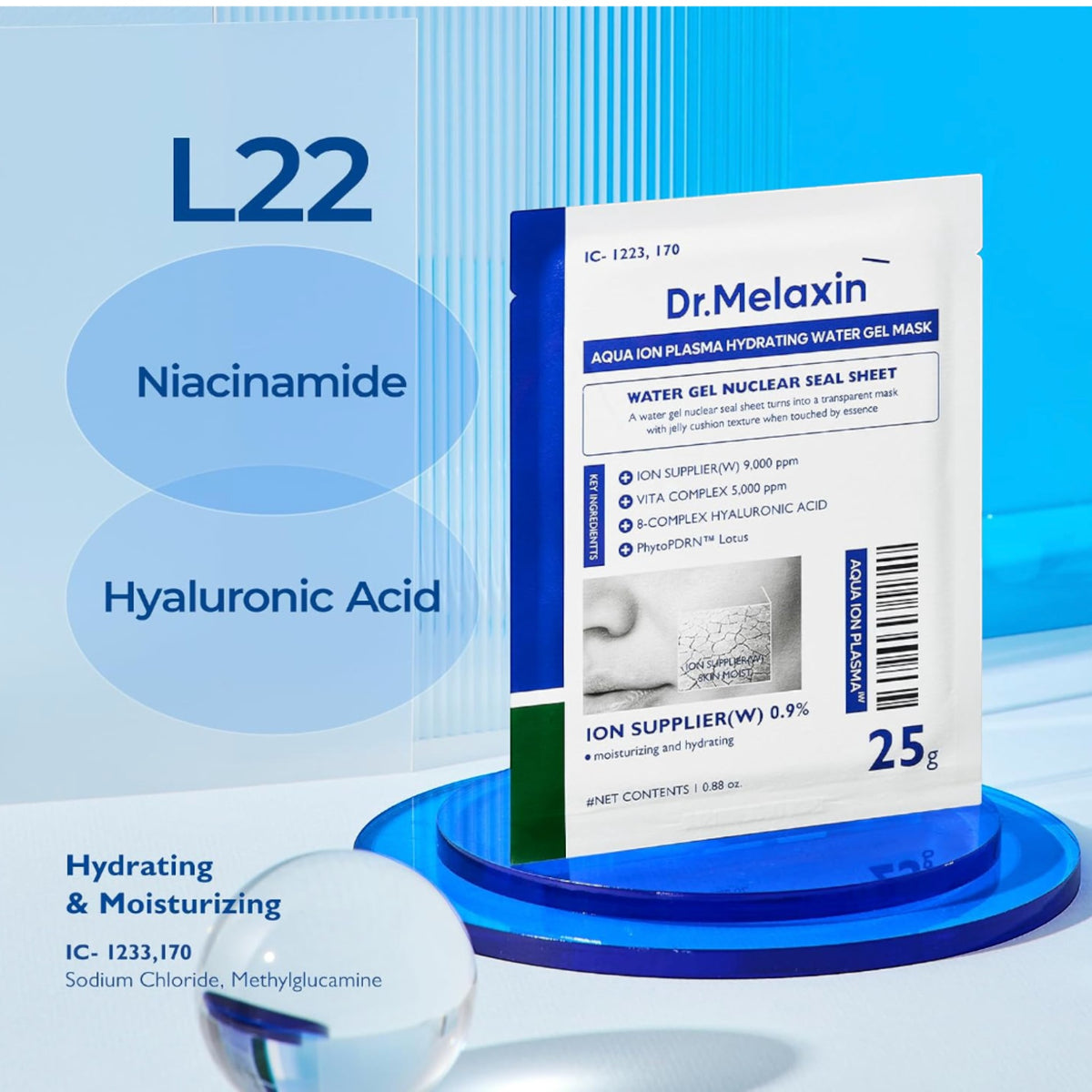 DR MELAXIN - Aqua Ion Plasma Hydrating Water Gel Mask 25gx5ea – image 4
