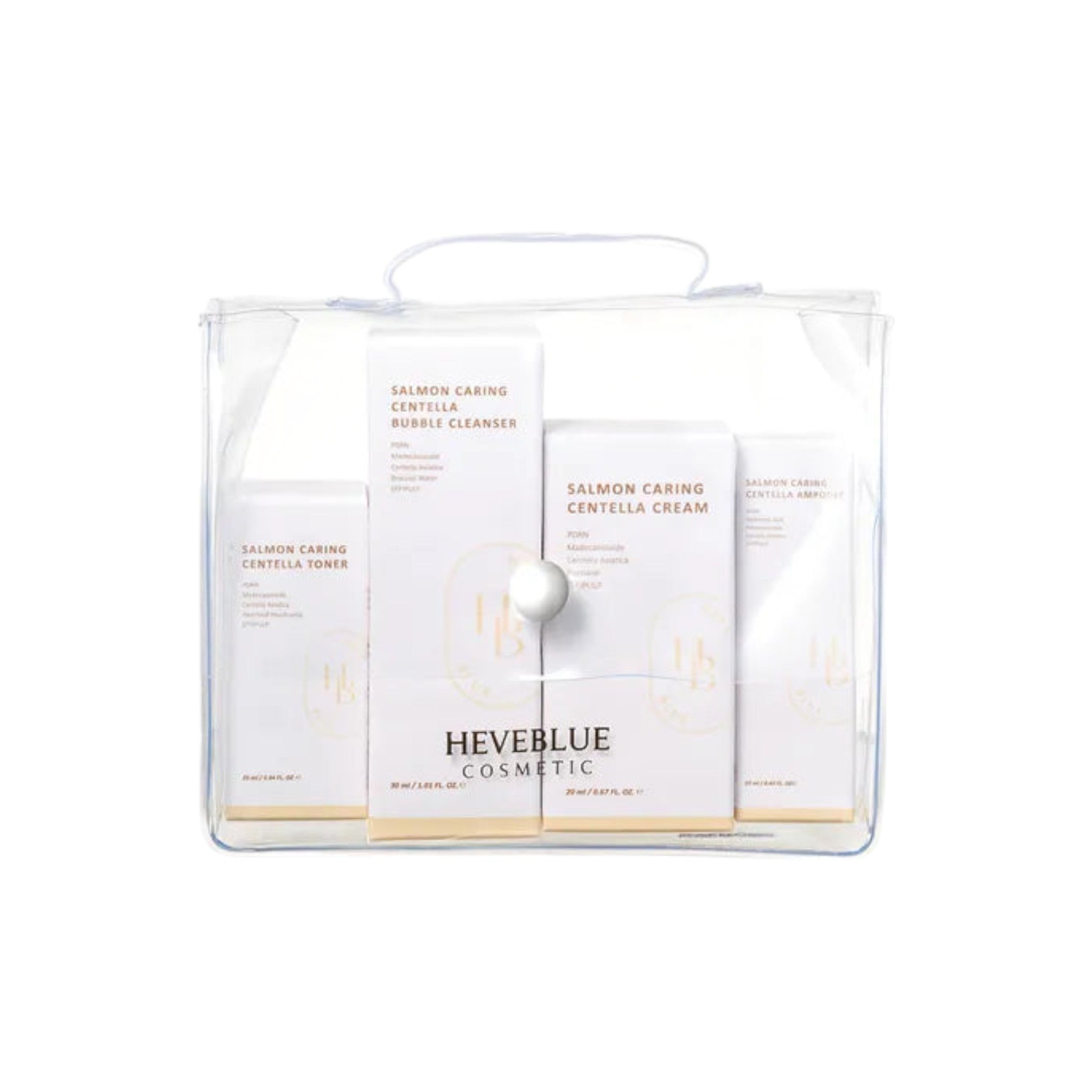 HEVEBLUE Salmon Caring Centella Special Travel Kit Bag 4pcs Kit