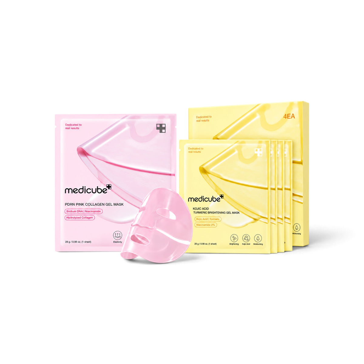 Medicube Gel Mask Bundle: Medicube PDRN Pink Collagen Gel Mask and Kojic Acid Turmeric Brightening Gel Mask