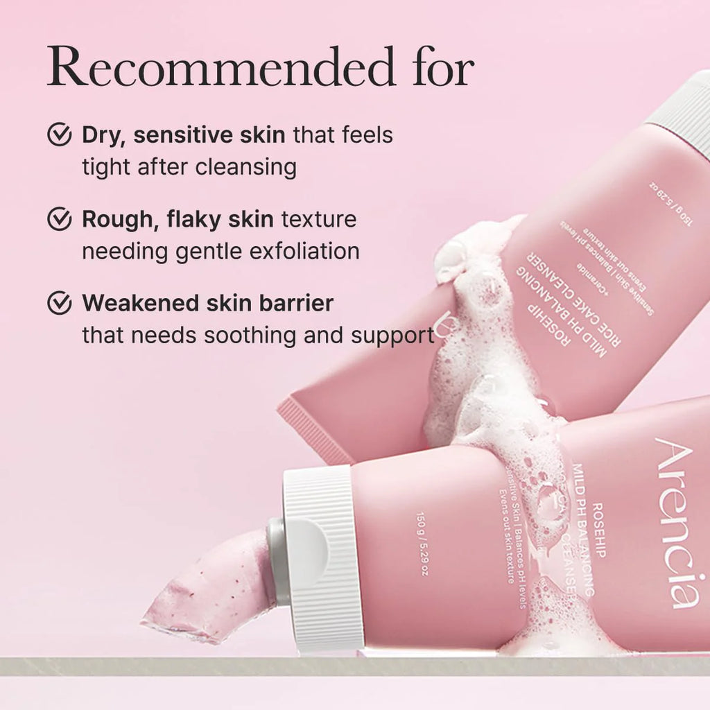 ARENCIA – Rosehip Mild pH Balancing Rice Cake Cleanser 150 g