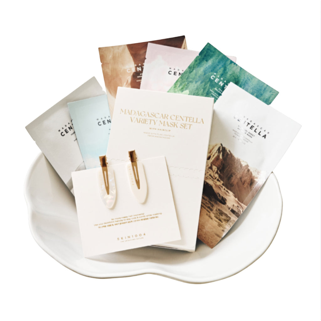SKIN1004 – Madagascar Centella Variety Mask Set (6 Masks + Hair Clip)