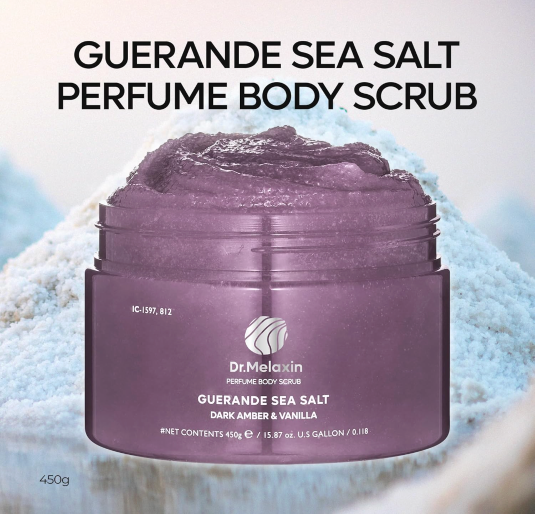 DR MELAXIN - Guerande Sea Salt Perfume Body Scrub Dark Amber & Vanilla 450g