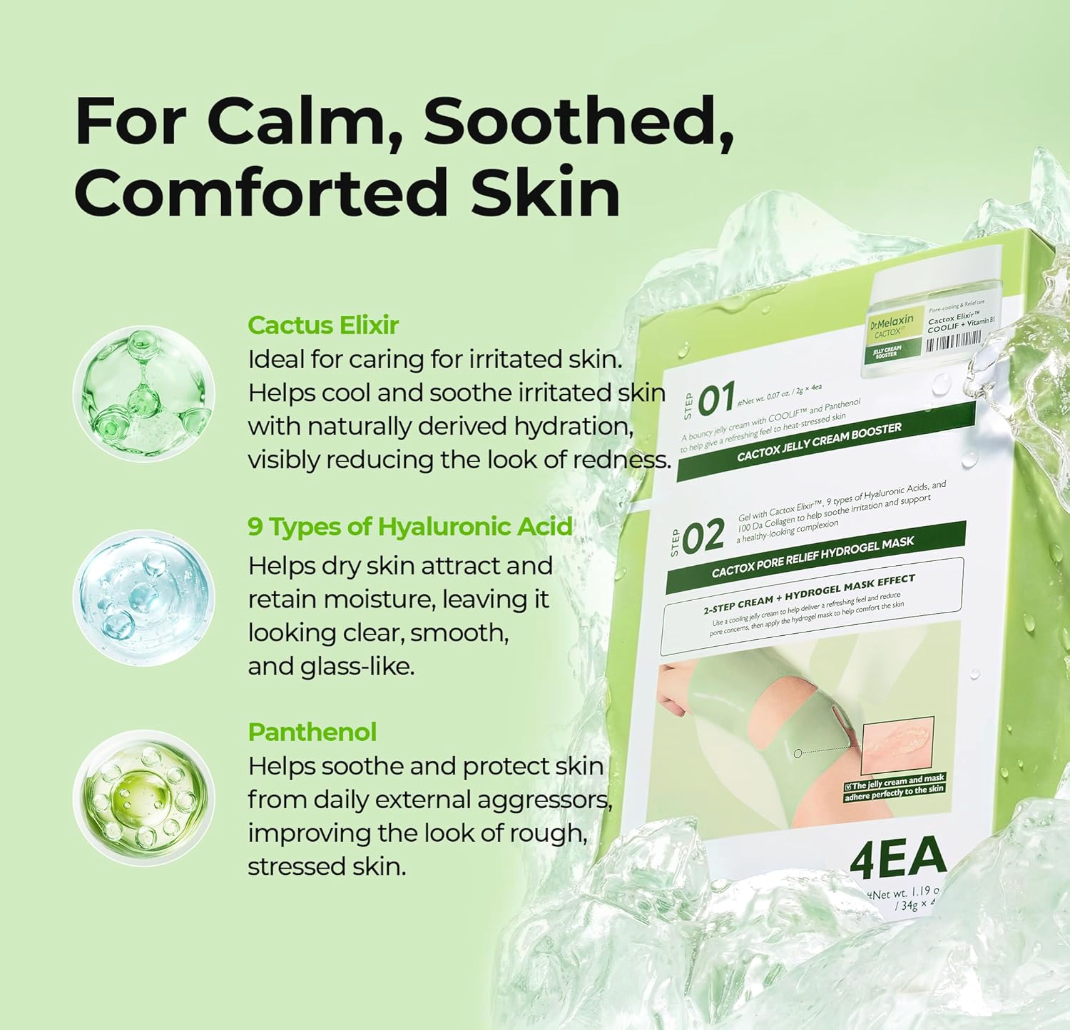 DR MELAXIN - Cactox Pore Relief Jelly Cream Hydrogel Mask 34gX4ea