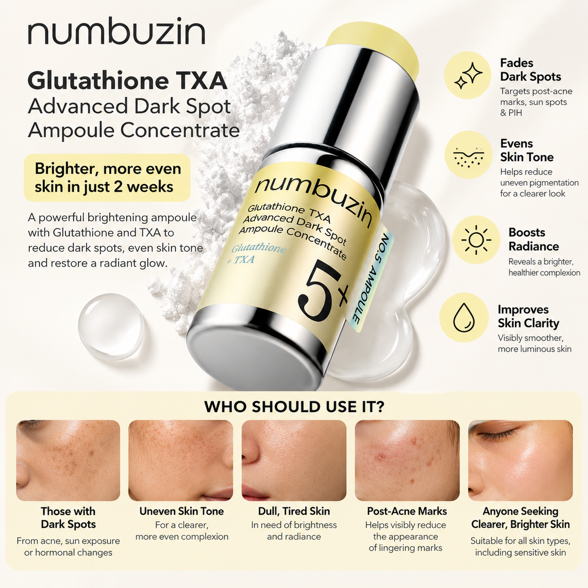 Numbuzin No.5 Glutathione TXA Advanced Dark Spot Ampoule Concentrate